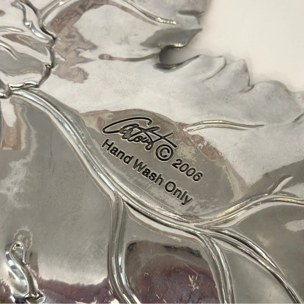 Arthur Court Cast Aluminum Grape Leaves Cheese Crackers Tray 2006